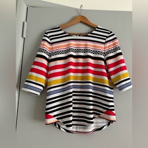 Bar  III striped 3/4 length sleeve with cute details. Zipper on back size XL